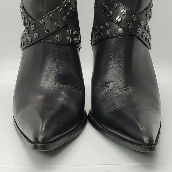 Harley Davidson Ankle Boots Black Leather Heels - Picture 8 of 11